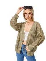 Women's Hollow Out Open Front Knit Lightweight Cardigan