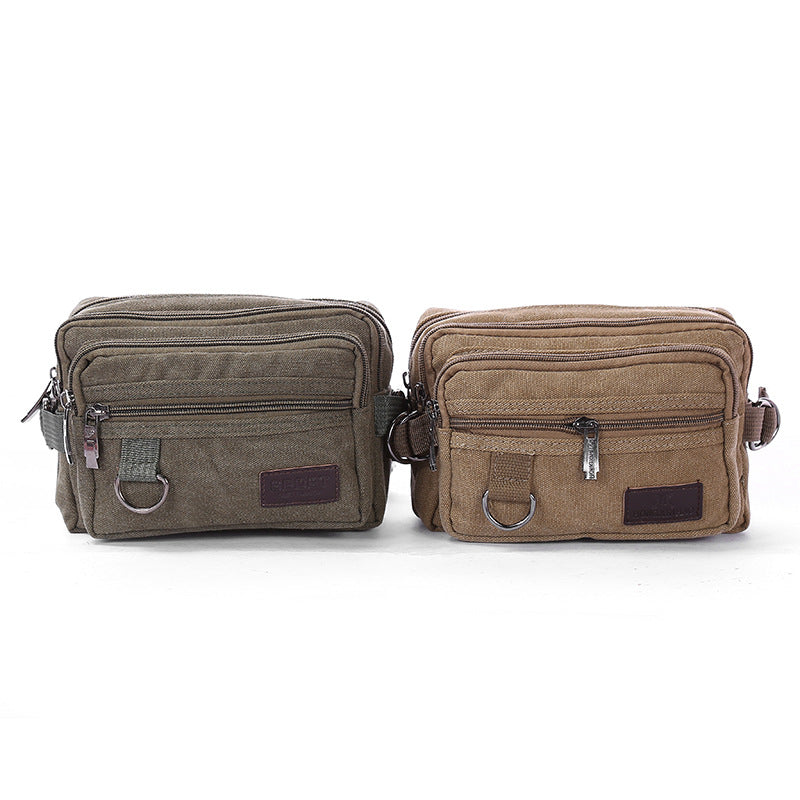 Canvas Fanny Pack With 4-Zipper Pockets Men Waist Bag - Minihomy