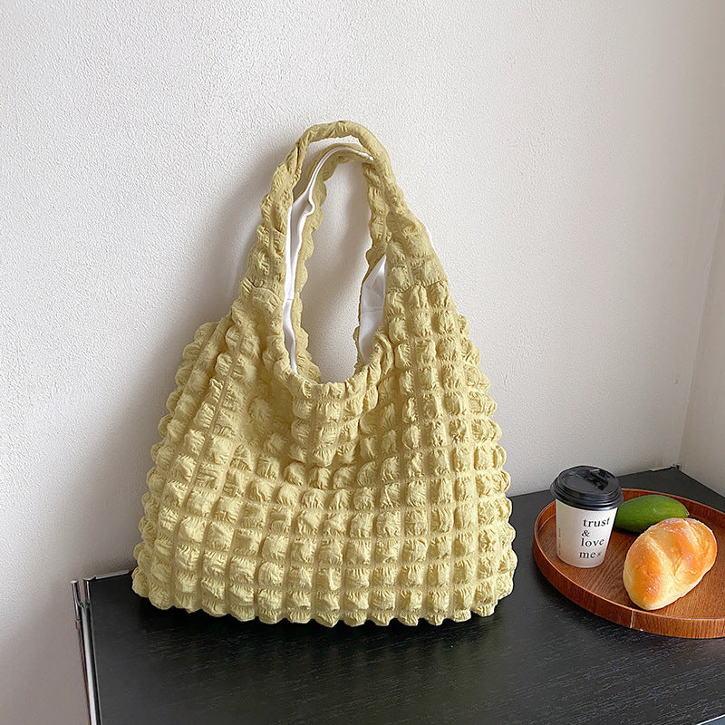 Cute Pleated Puff Shoulder Bag - Women's Large-Capacity Cloud Armpit Bag - Minihomy