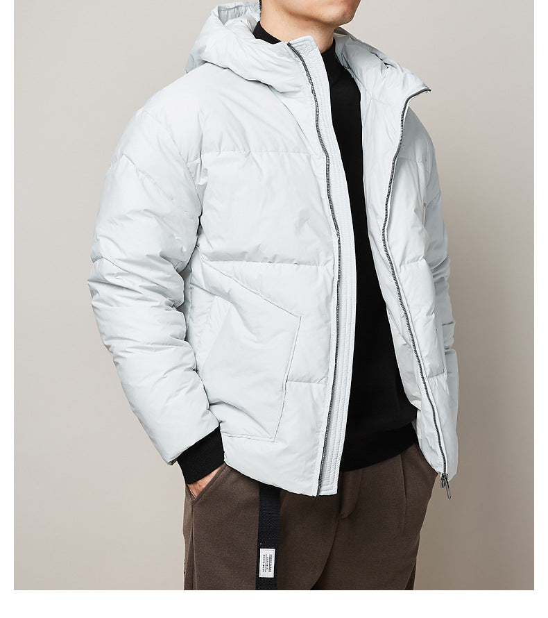 Men's Winter Warm Parka Jacket - Windproof, Short, Light Hooded Down - Minihomy