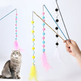 Cat Toys: Colorful Wool Ball, String & Feather Teaser