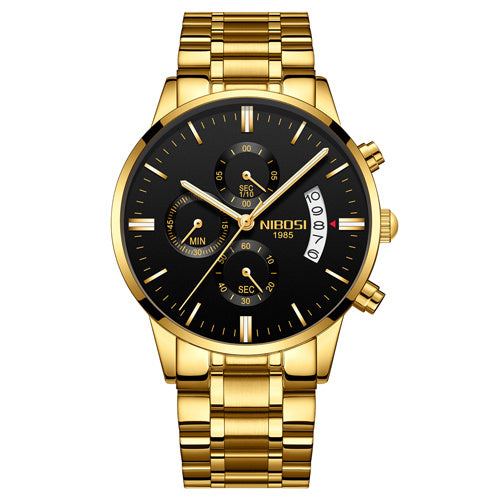 Waterproof Full Steel Quartz Gold Clock Men