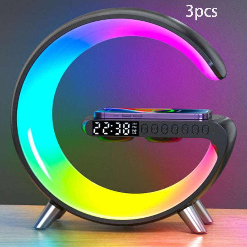 Intelligent G Shaped LED Lamp Bluetooth Speaker Wireless Charger Atmosphere Lamp App Control - Minihomy