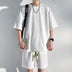 Men's Loose Waffle Short-sleeved Shorts Two-piece Set - Minihomy