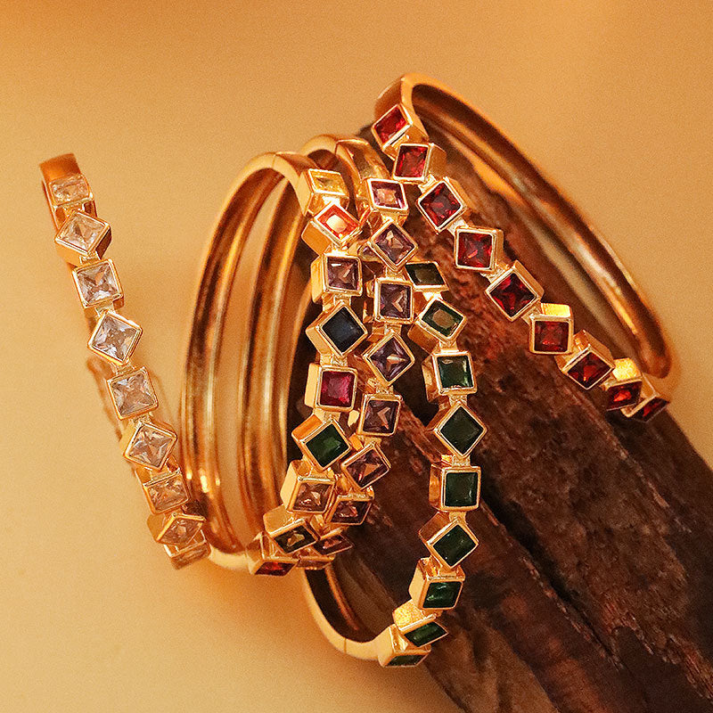 Geometric Square Inlaid Color Diamond Bracelet For Women - Minihomy