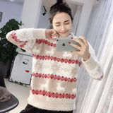 Snowflake deer pullover woman