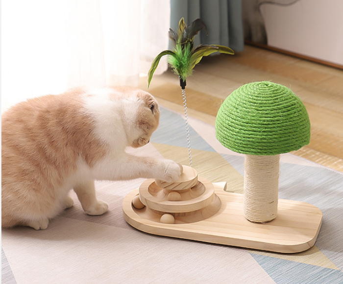 Pet Cat Tree Toys - Interactive Scratching Post with Double Sisal Balls - Minihomy