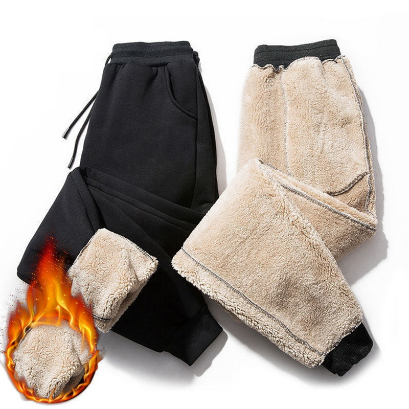 Autumn Winter Pants Men Women Trousers Warm Fleece Drawstring Pants - Minihomy