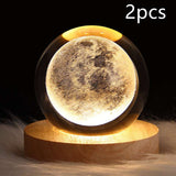 LED Night Light Galaxy Crystal Ball Table Lamp - 3D Planet Moon Lamp for Bedroom Home Decor - Minihomy