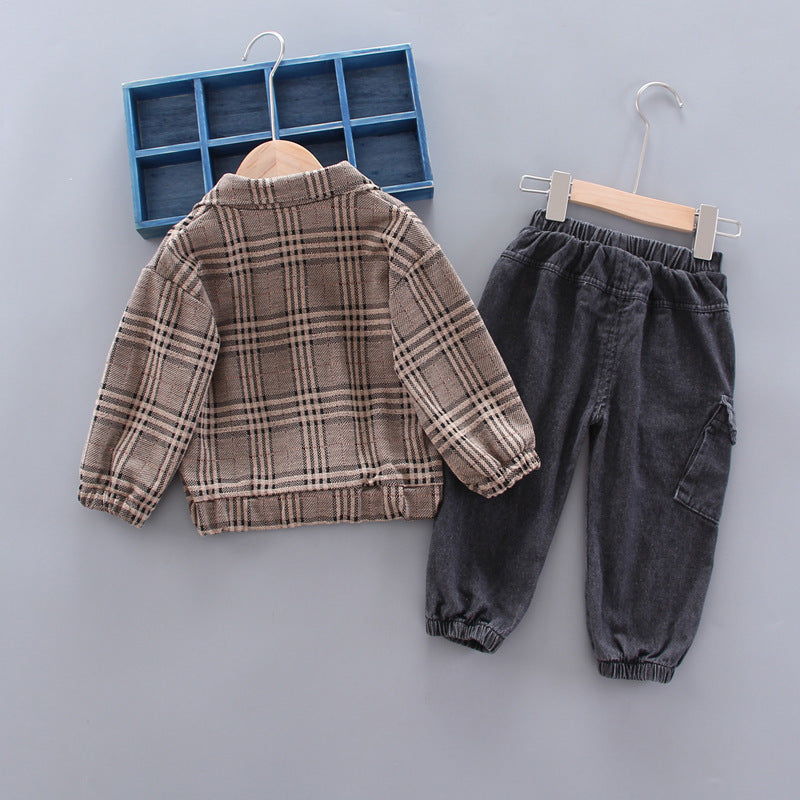 Baby boy long sleeve plaid suit - Minihomy