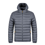 Men's Lightweight Winter Hooded Jacket - Warm, Zipper, Pockets