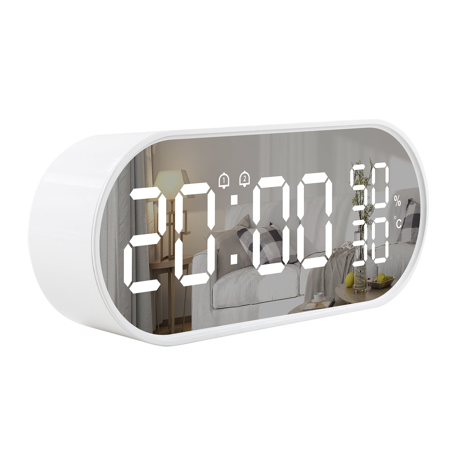 LED Alarm Clock Mirror Touch Temperature And Humidity Electronic Clock - Minihomy