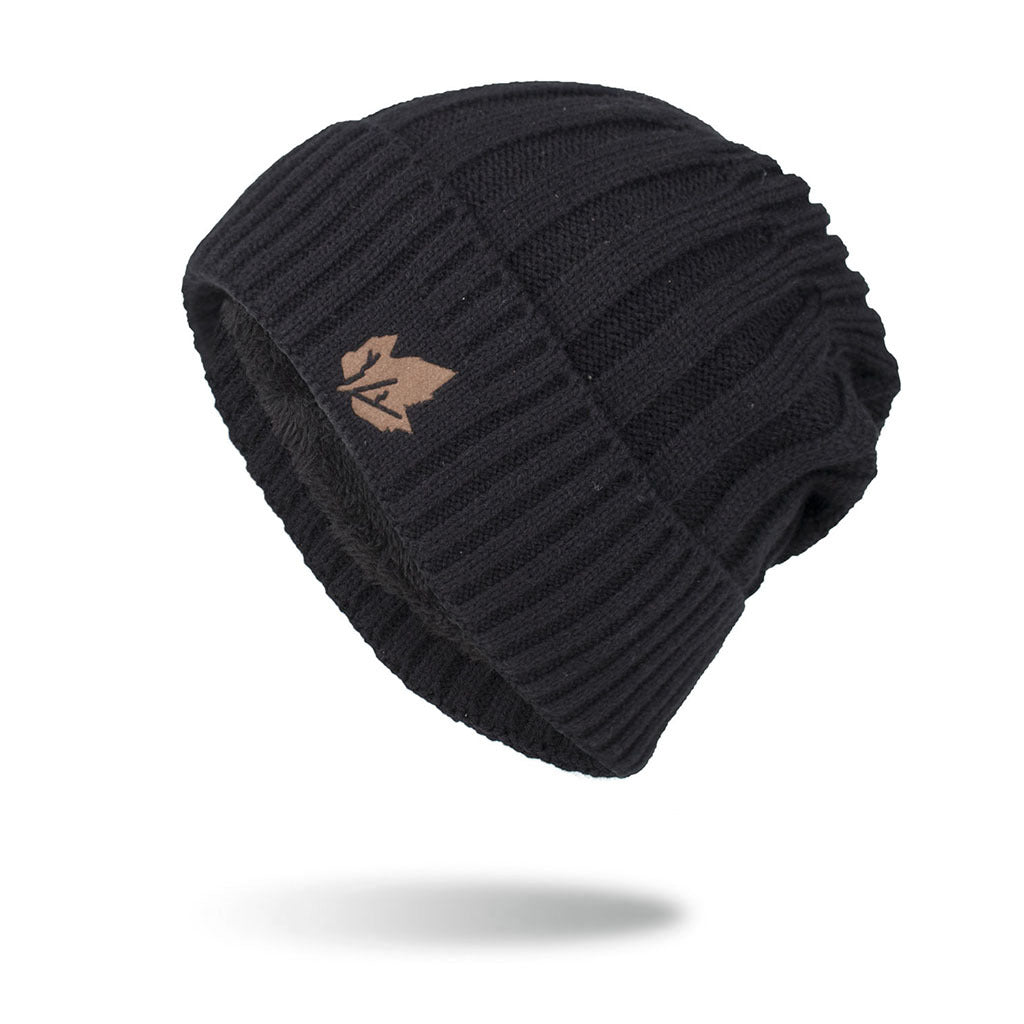 Velvet Short Cuffed Pullover Knitted Beanie Hat