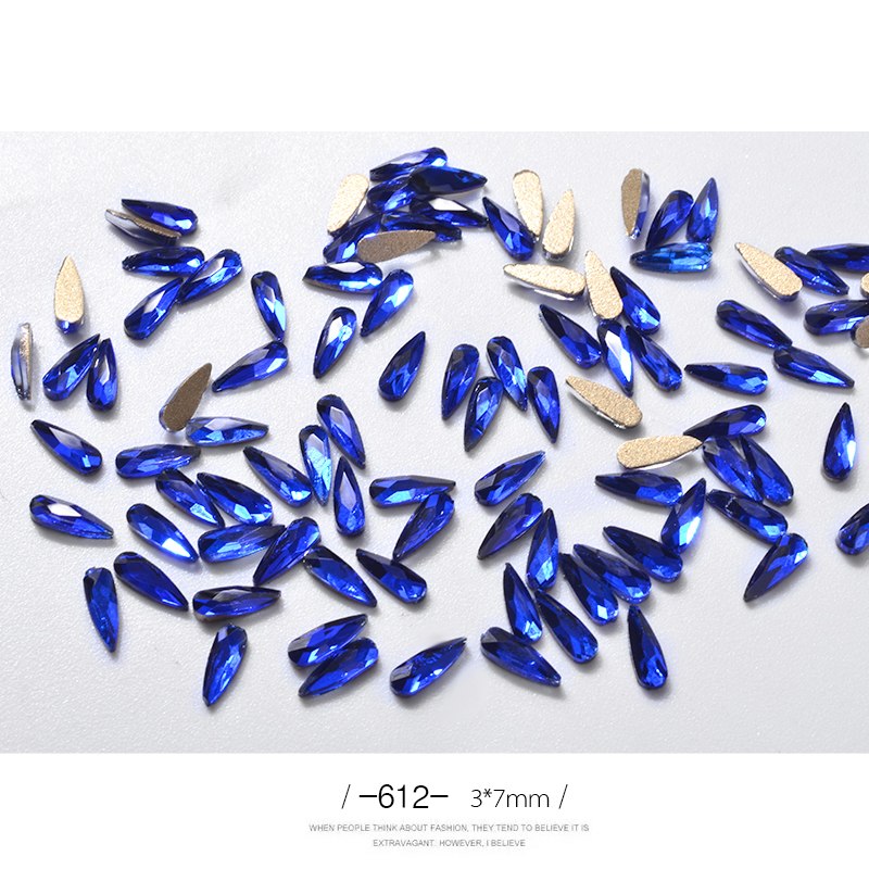 10Pcs 3D Nail Art Rhinestones Long Water Drop Shaped Glitter Nail Art Decorations - Minihomy