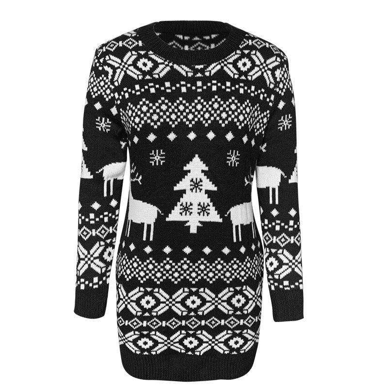 Christmas Elk Long Sleeve Knitted Sweater - Minihomy