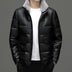 Men's Leather Down Short Jacket Fleece Padded Coat - Minihomy