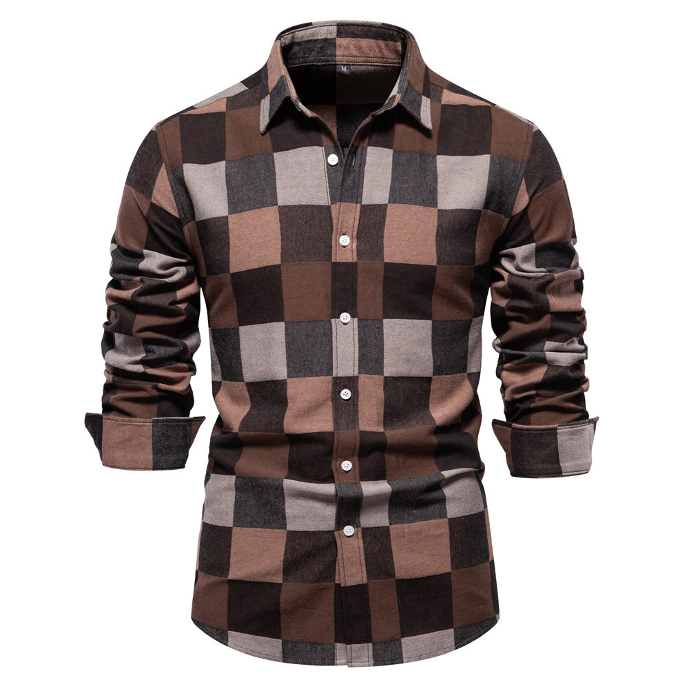 Men's Plaid Long Sleeve Shirt Top - Minihomy