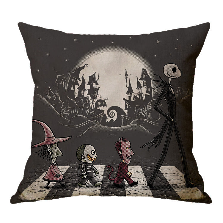 Linen Skull Halloween Pillow Cover - Minihomy