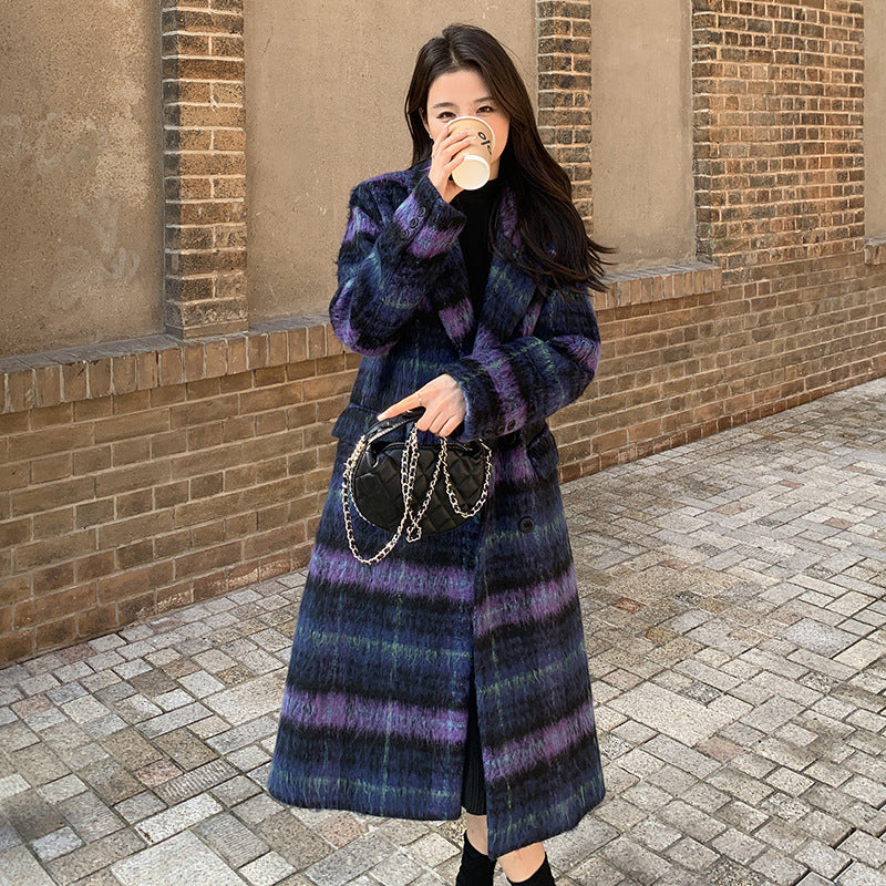 Women's Retro Plaid Wool Coat - Vintage Style