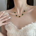 Boho Fashion Jewelry Green Stone Crystal Snake Chain Multilayer Necklace for Women - Minihomy