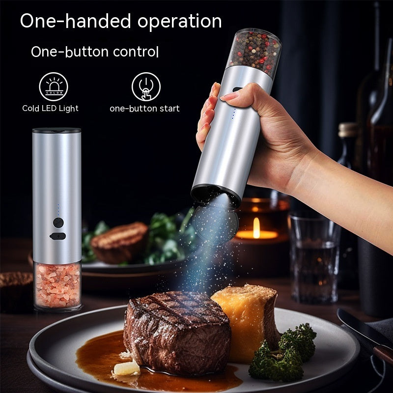 Rechargeable Electric Salt & Pepper Grinder Set with LED Light - Kitchen Gadgets