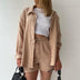 Long Sleeve Shirt and High Waist Drawstring Shorts Set - Minihomy