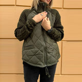 Women's Warm Winter Knitted Cotton Jacket with Pockets & Zipper