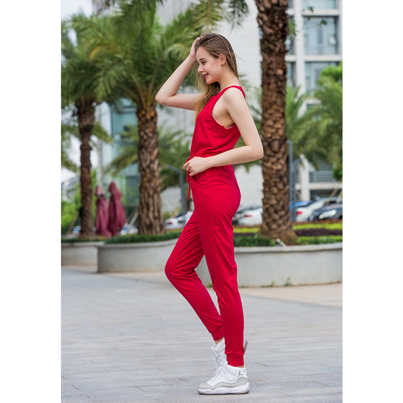 Women's Summer Short Sleeve Tie Jumpsuit