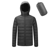 Men's Lightweight Winter Hooded Jacket - Warm, Solid Color, Zipper