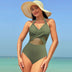 Halter-neck One-piece Swimsuit Summer Solid Color Cross-strap Design Mesh Bikini Beach Vacation Womens Clothing - Minihomy