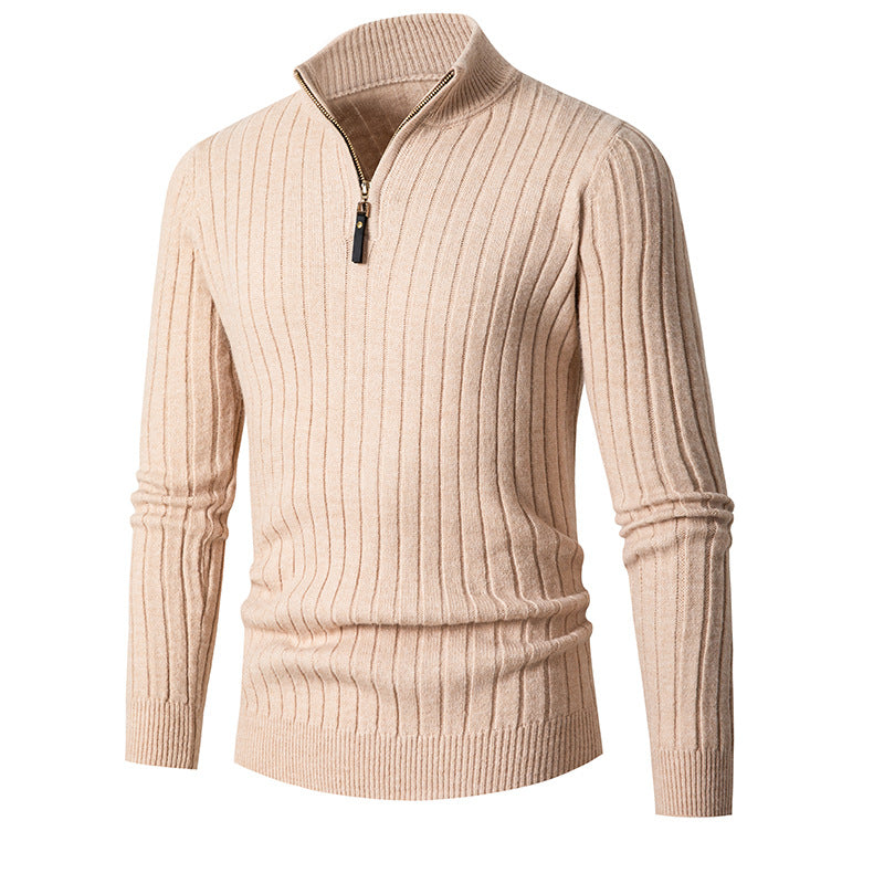 Men's Long-sleeved Half-turtleneck Zip-up Sweater - Minihomy