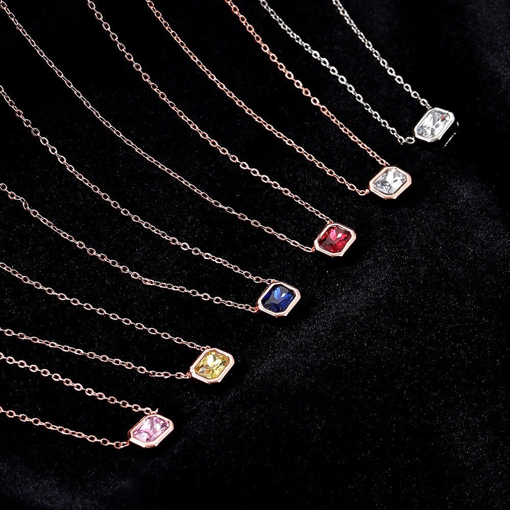 Ins Style Color Cube Sugar Zirconium Clavicle Chain: Elevate Your Style with Elegance - Minihomy