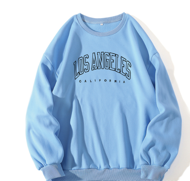 Letter Print Crew Neck Pullover Sweatshirt - Minihomy