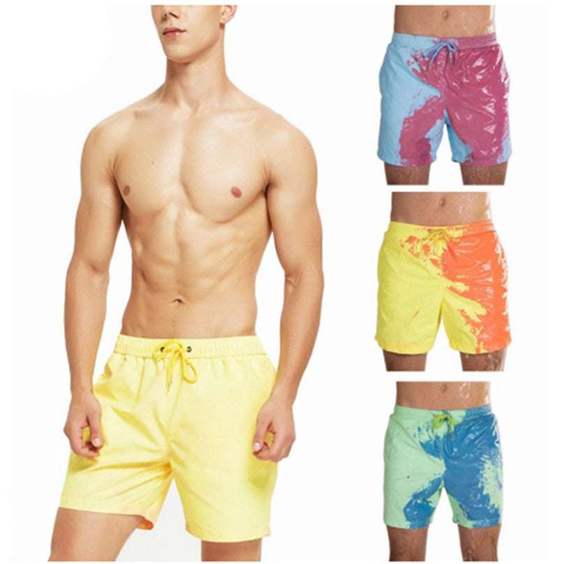 Magical Change Color Beach Shorts Summer Men Swimming Trunks Swimwear Swimsuit - Minihomy