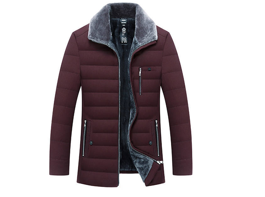 Men Lapel Short Padded Jacket Plus Velvet - Minihomy