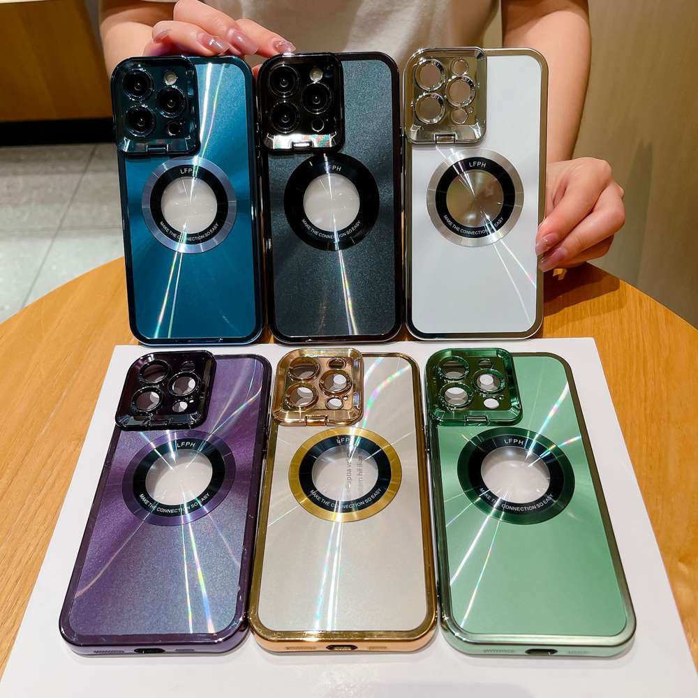 Luxury Electroplated Phone Case with CD Pattern & MagSafe Bracket - Minihomy