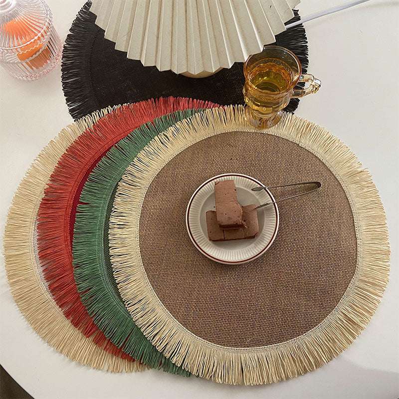 Handwoven Jute Placemats with Tassels - Boho Home Decor