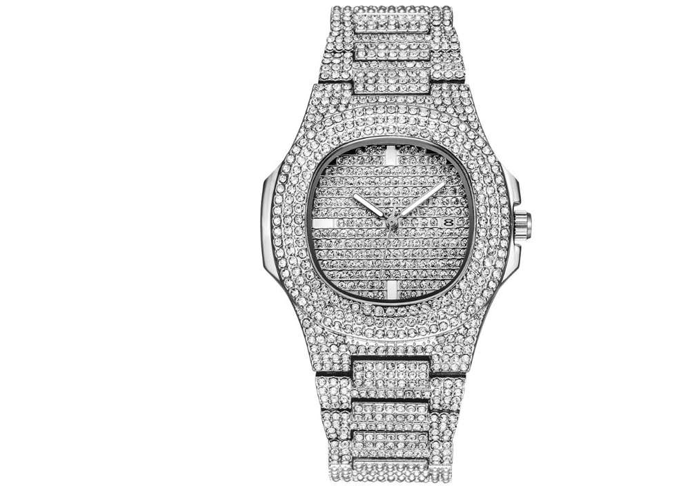 Mens Watches Luxury Brand Fashion Diamond Date Quartz Watch - Minihomy