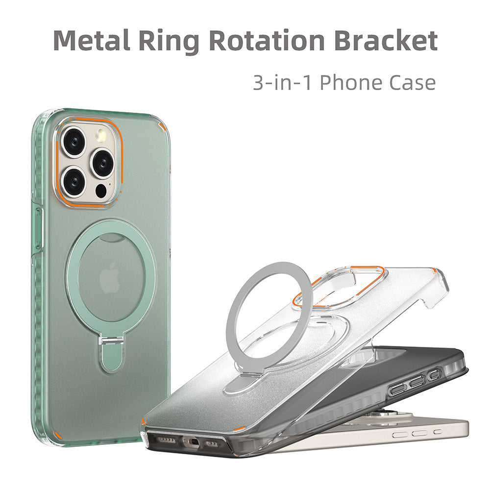 Colorful Magnetic Bracket Phone Case with Stand MagSafe Transparent Wireless Charging for iPhone - Minihomy