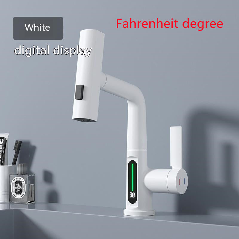 Intelligent Digital Display Faucet - 3-in-1 Swiveling Waterfall Kitchen Tap with LED Temperature Display - Minihomy