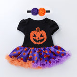 Halloween Pumpkin Short Sleeve Romper - Minihomy