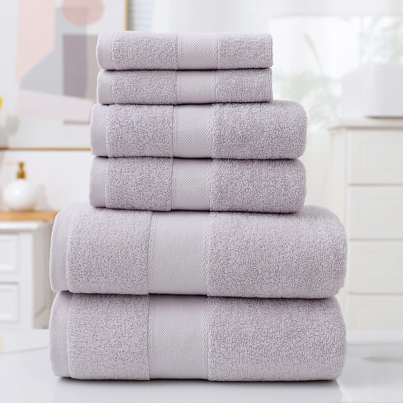 Home Simple Cotton Absorbent Towel Bath Towel 6-Piece Set: Fashionable Simplicity for Your Home - Minihomy