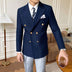 Double Breasted Suit Jacket Men Casual Slim - Minihomy