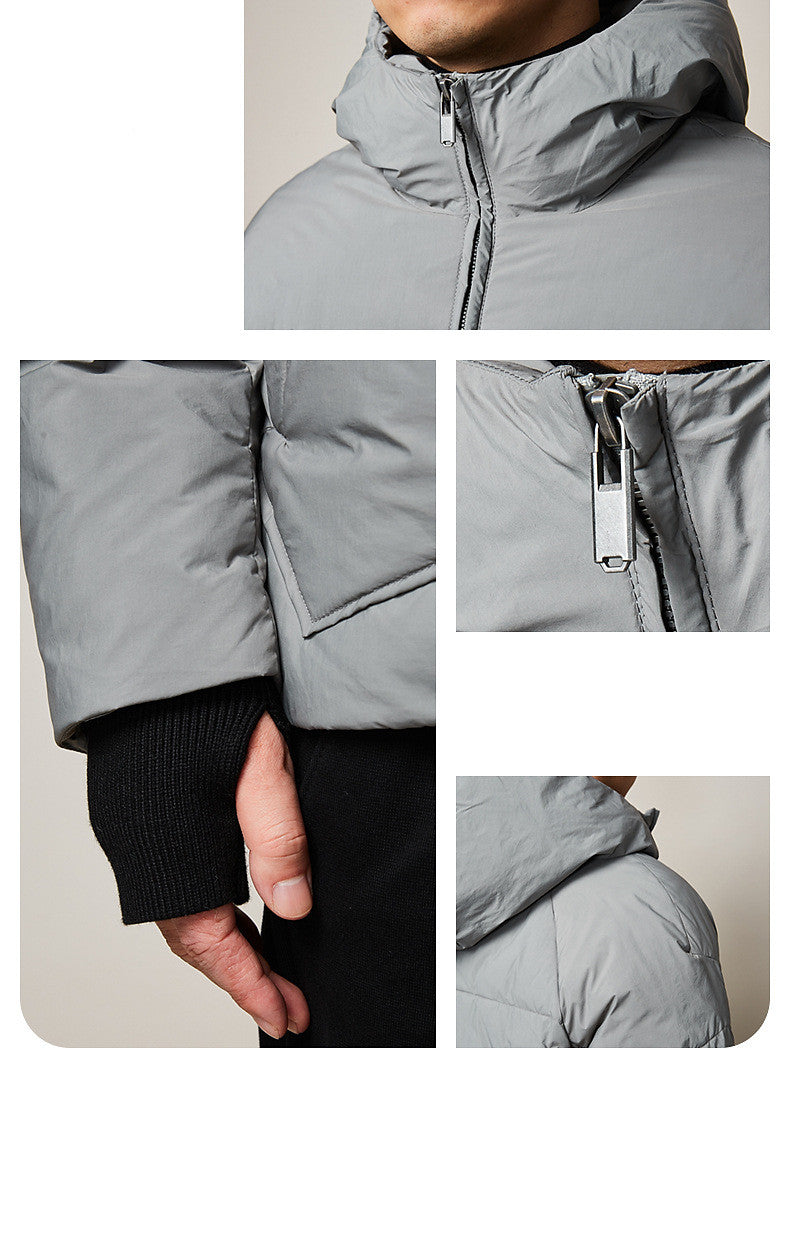 Men's Winter Warm Parka Jacket - Windproof, Short, Light Hooded Down - Minihomy