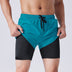 Men's Drawstring Sports Shorts Double Layer Quick Dry High Elasticity Activewear Pants - Minihomy