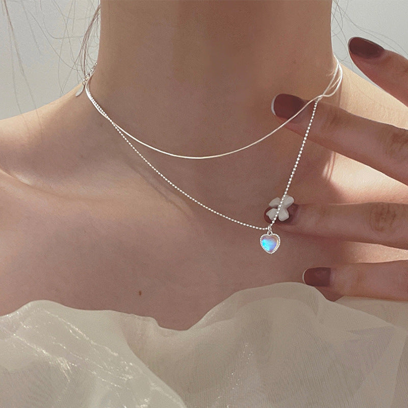 Gradient Gem Heart Shaped Clavicle Chain - Minihomy