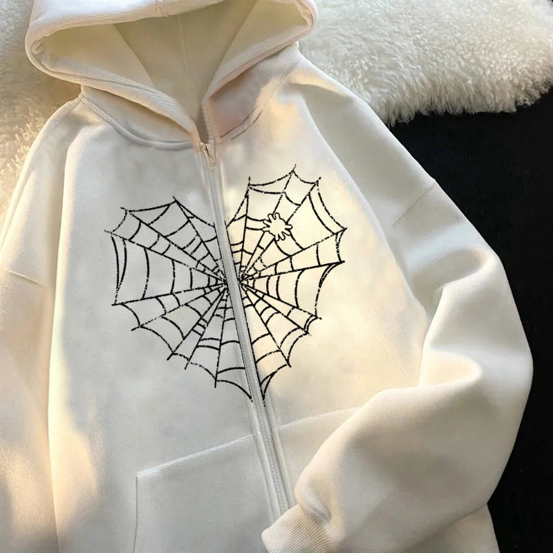 Hoodie Printed  Jacket Fleece Zip Sweatshirt - Minihomy