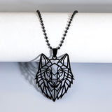 Stainless Steel Wolf Head Pendant Necklace - Animal Jewelry