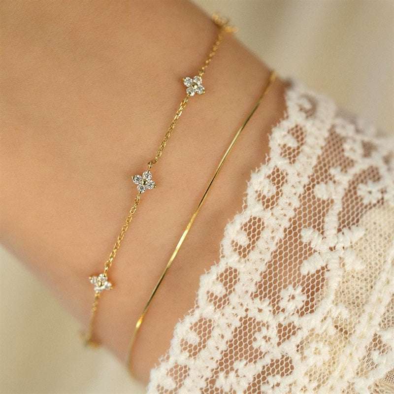 Female S925 Silver Plated 18K Gold Zircon Bracelet - Minihomy