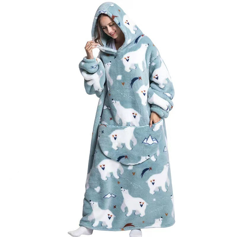 Fleece Hooded Wearable Blanket Sweatshirt - Minihomy